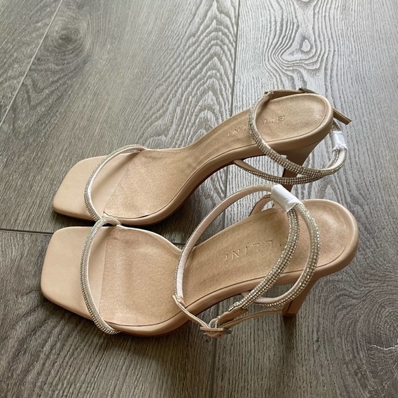 billini starlette glam nude crystal thin strappy tubular high heels size 7 new - Picture 1 of 10